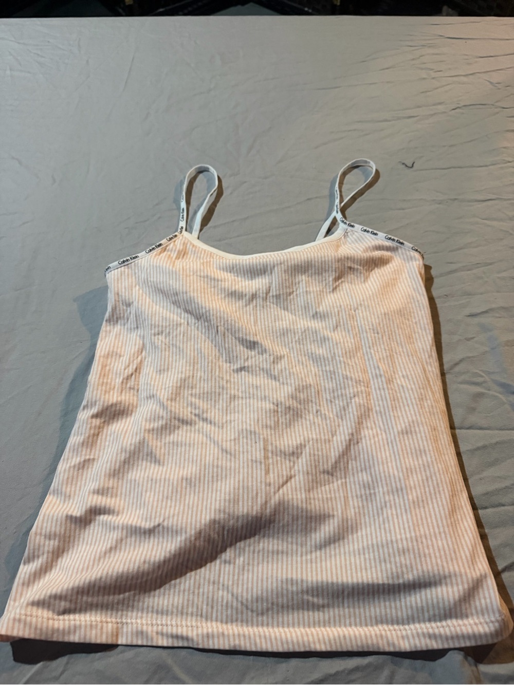Calvin Klein Pale Pink Ribbed Camisole with Logo-Strap Trim